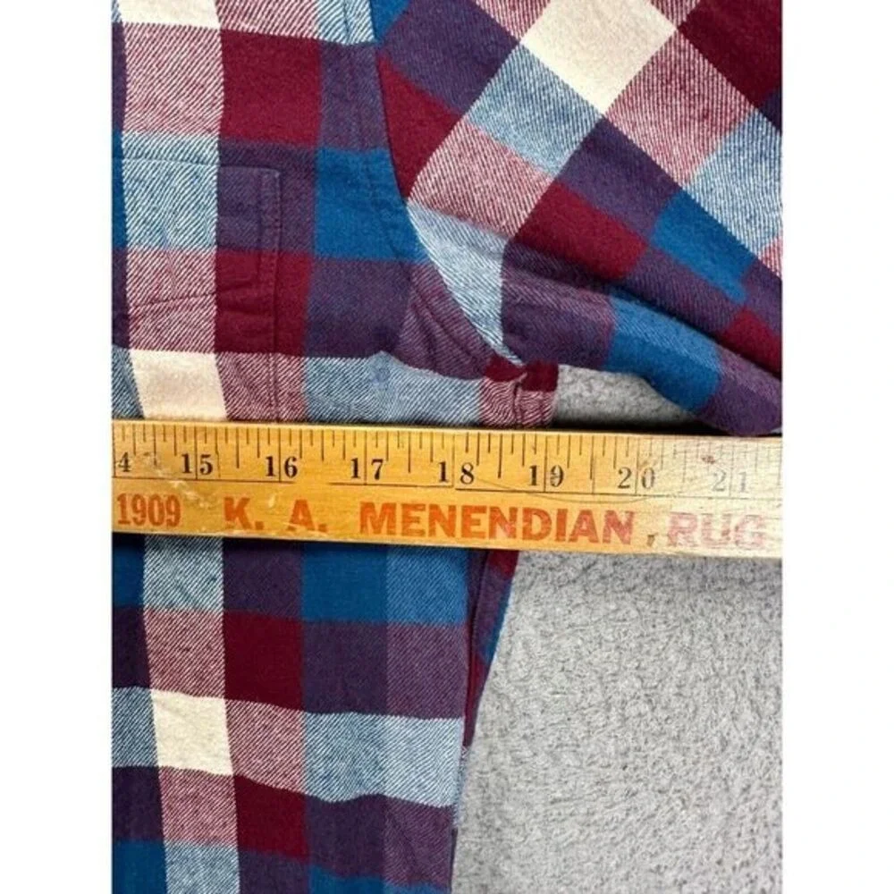 J Crew Flannel Shirt Adult Small Red Blue Plaid Button Up Long Sleeve Cotton Men